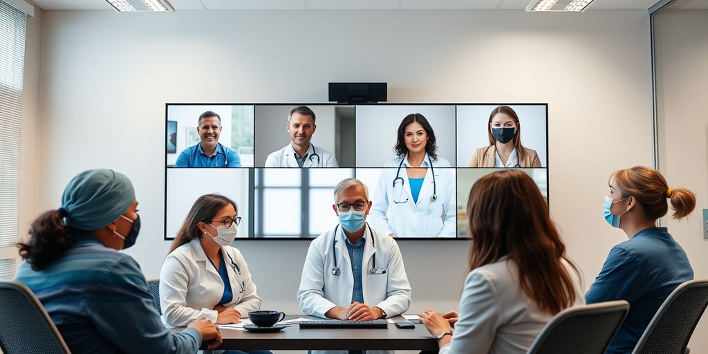 Healthcare professionals on a video call