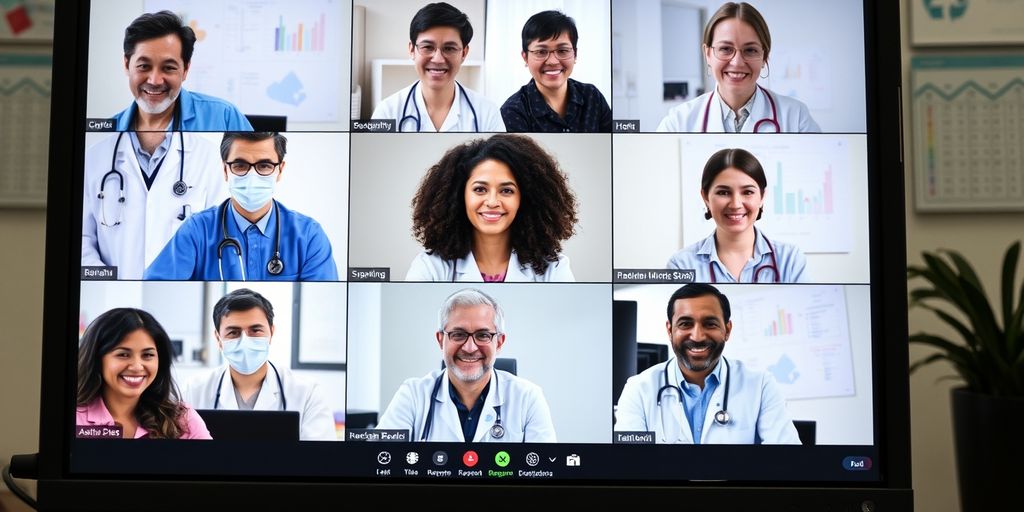 Healthcare professionals in a video conference