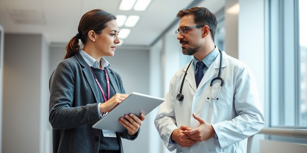 Doctor and scribe in clinic