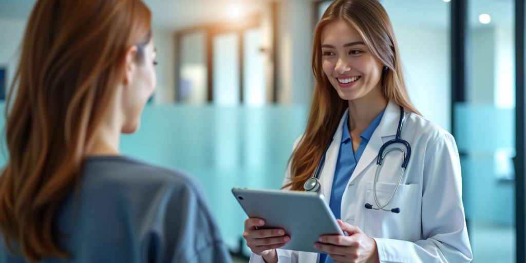 Virtual medical assistant interacting with a patient digitally.